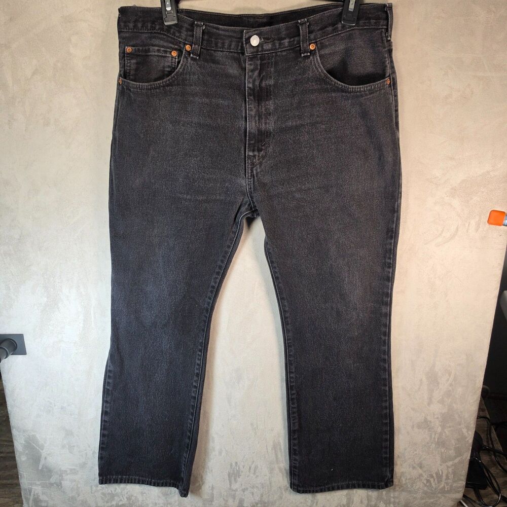 Levi's 517 Bootcut Black Denim Jeans Men's W38 L30 Faded Charcoal Grey Casual
